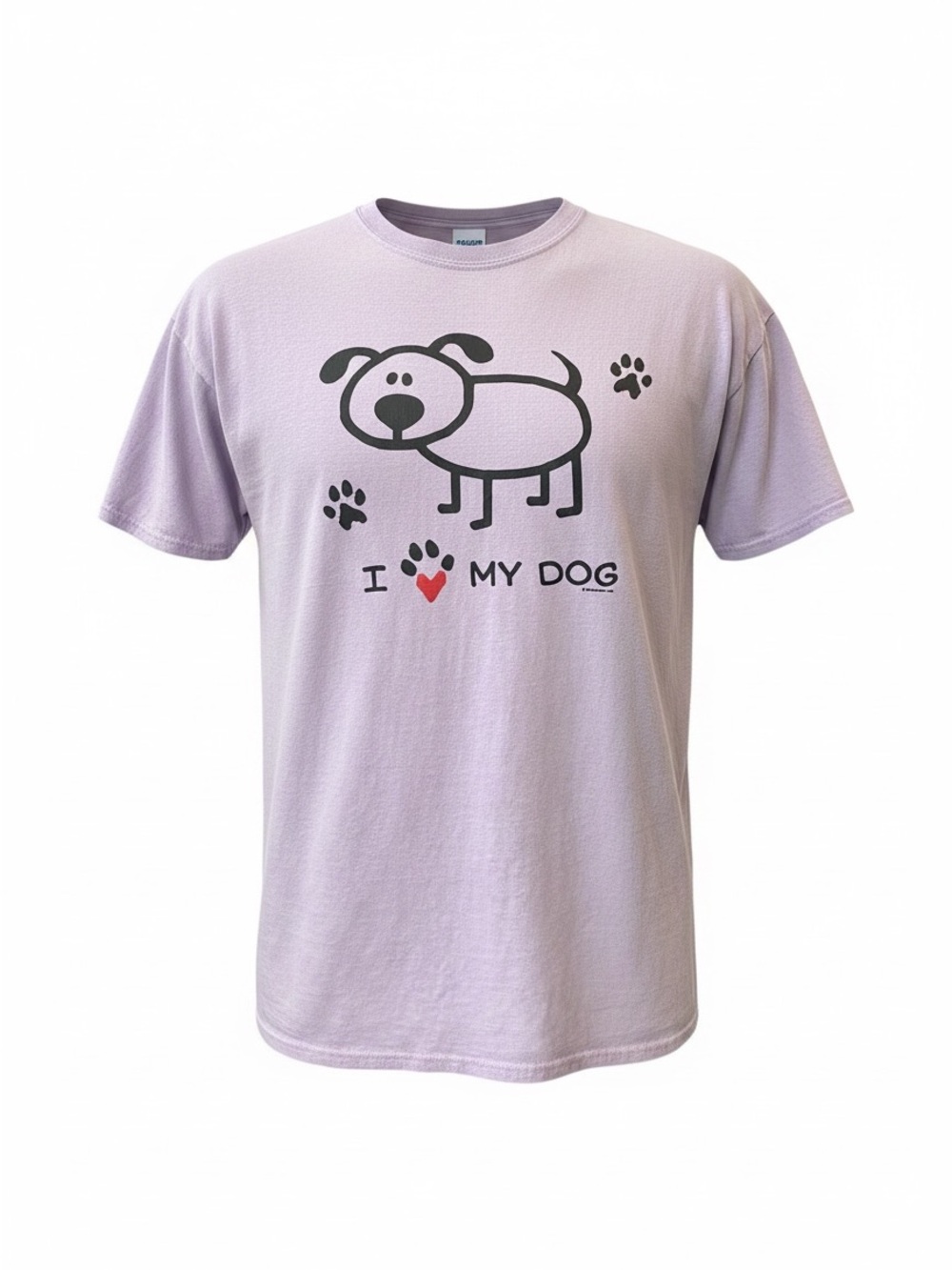 Gildan Women's size XL Lavender "I ♥ My Dog" Graphic Tee with Black Dog Print